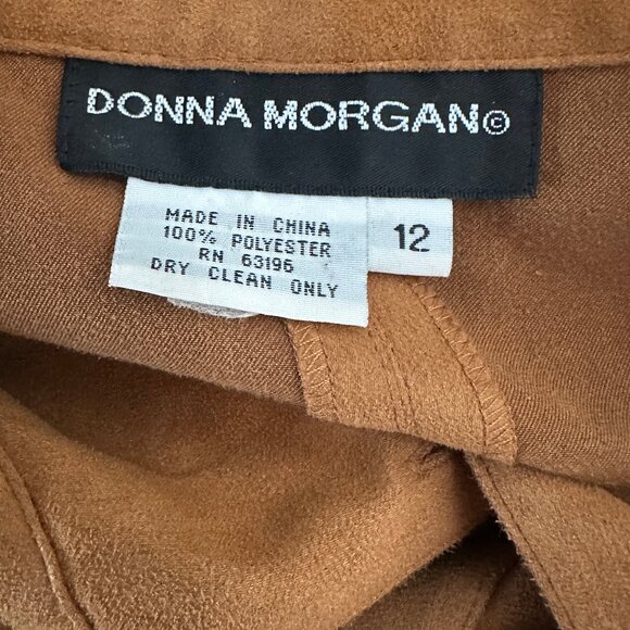 VTG Donna Morgan Womens 2 Piece Golden Faux Suede Embroidered Pant Suit SZ 12 - Picture 10 of 11